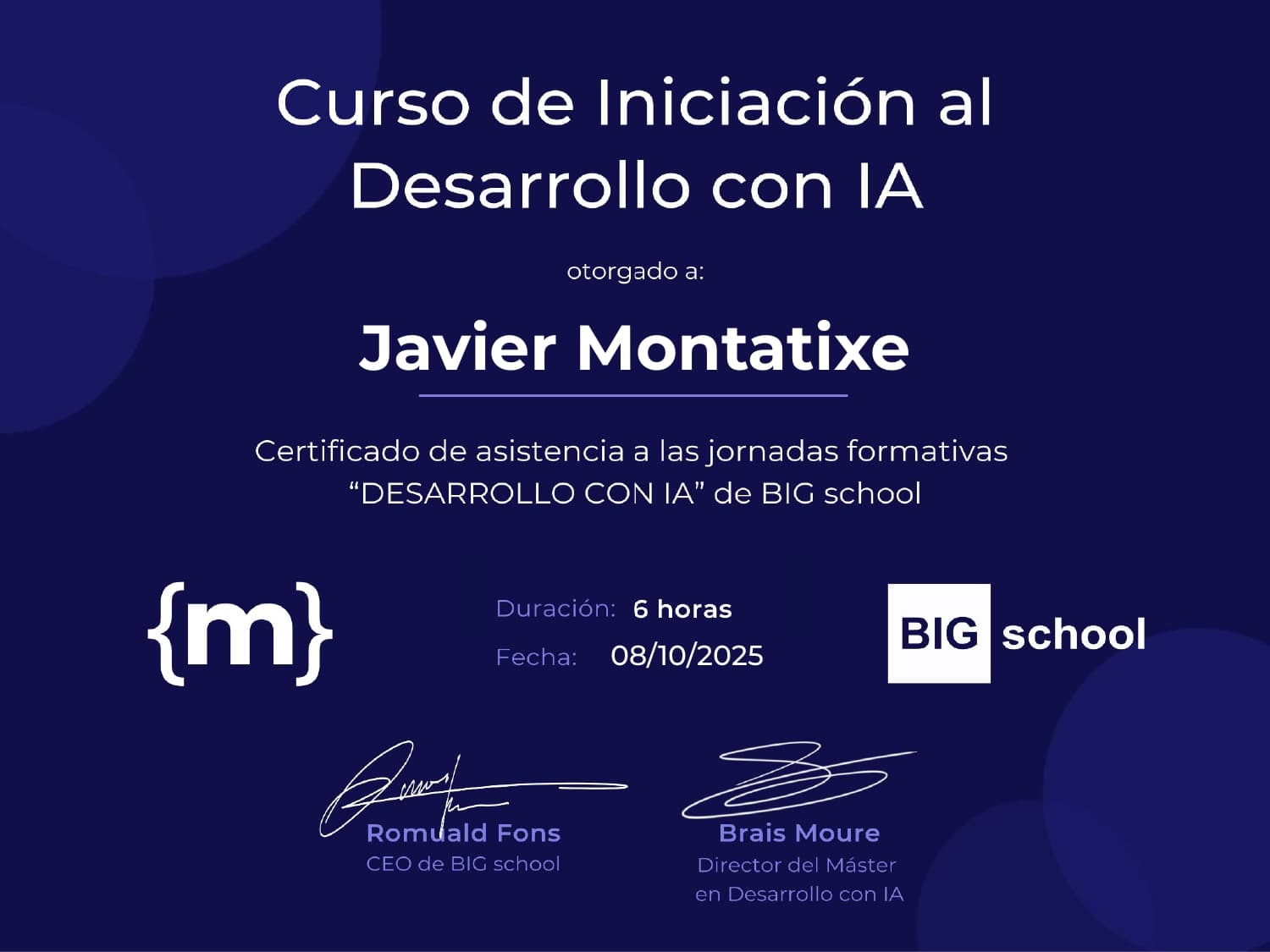 Certificado de Iniciación al Desarrollo con IA