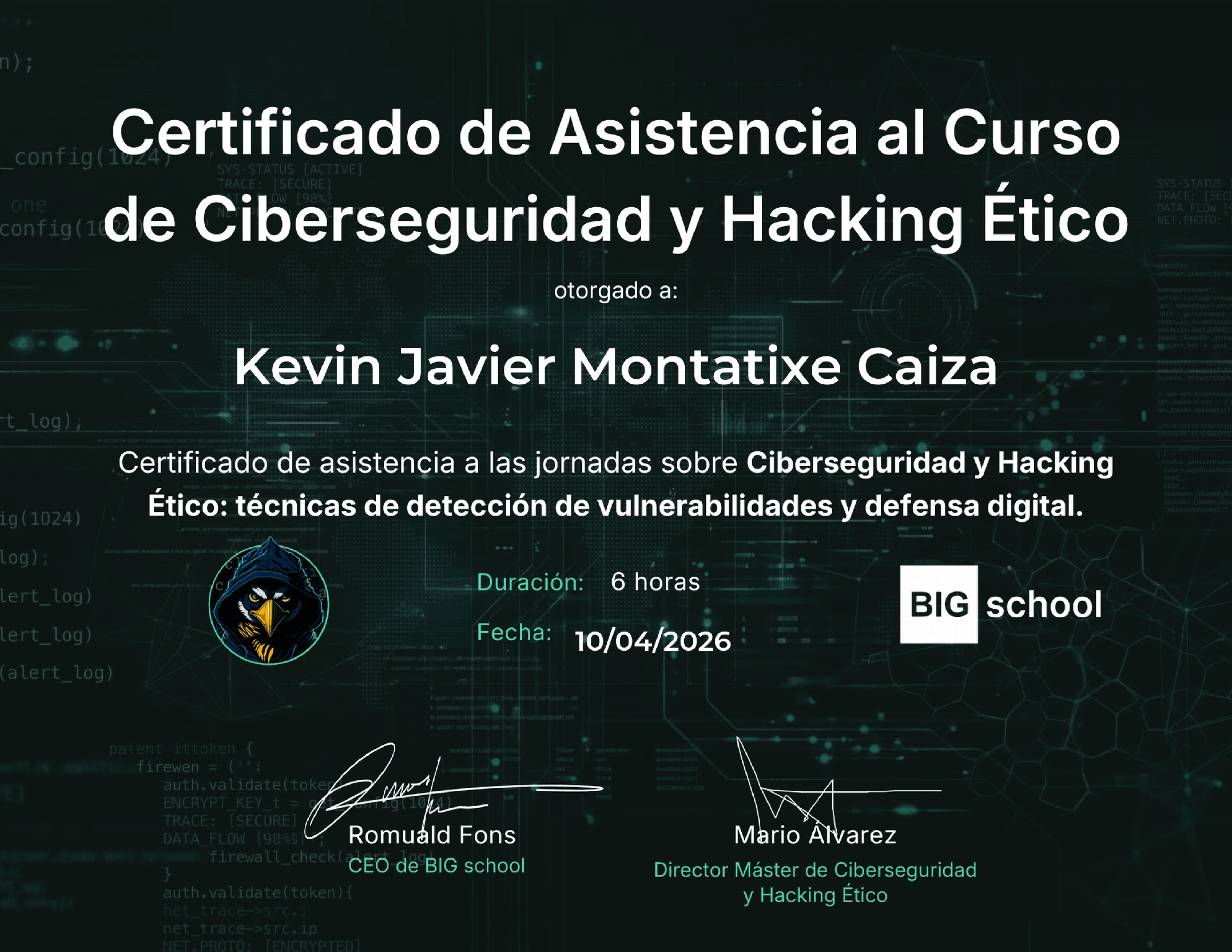 Certificado de Ciberseguridad y Hacking Ético